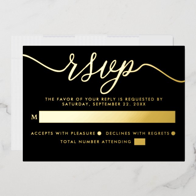 Invitation En Aluminium Simple Script - Vrai Feuille - Réponse de Mariage (Enveloppe)