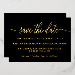 Invitation En Aluminium Simple Script - Vrai Feuillet - Sauvegarder La Dat