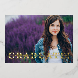 Invitation En Aluminium Simple Split Gold Script Photo Graduation Foil I