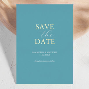 Invitation En Aluminium Simple Turquoise Bleu Enregistrer Le Mariage Date