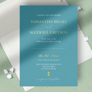 Invitation En Aluminium Simple Turquoise Blue Beach Wedding Foil Invitatia