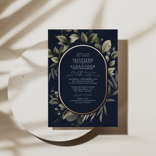 Invitation En Aluminium Simple verdure Eucalyptus Nuit de noces Rose (Créateur téléchargé)