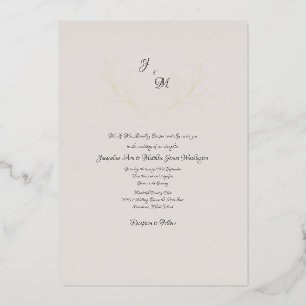 Invitation En Aluminium Simplement Elegant Taupe & Gold Foil Foliing Inv