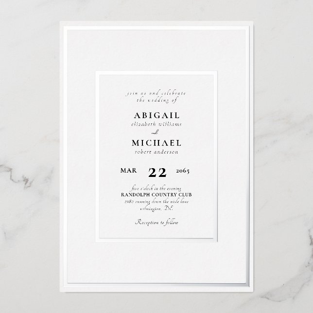 Invitation En Aluminium Simplement Mariage Divin Silver Foil (Recto)