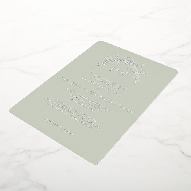 Invitation En Aluminium Simplement Sage Argent Vintage (Rotation)