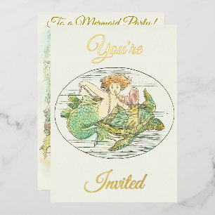 Invitation En Aluminium Sirènes Vintage Fête sous la Mer