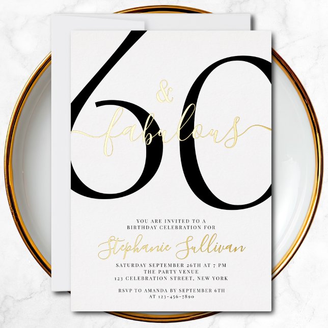 Invitation En Aluminium Sixty and Fabulous Script 60th Birthday Party (Créateur téléchargé)