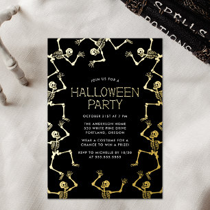 Invitation En Aluminium Skeletons de danse éffrayante Fête d'Halloween