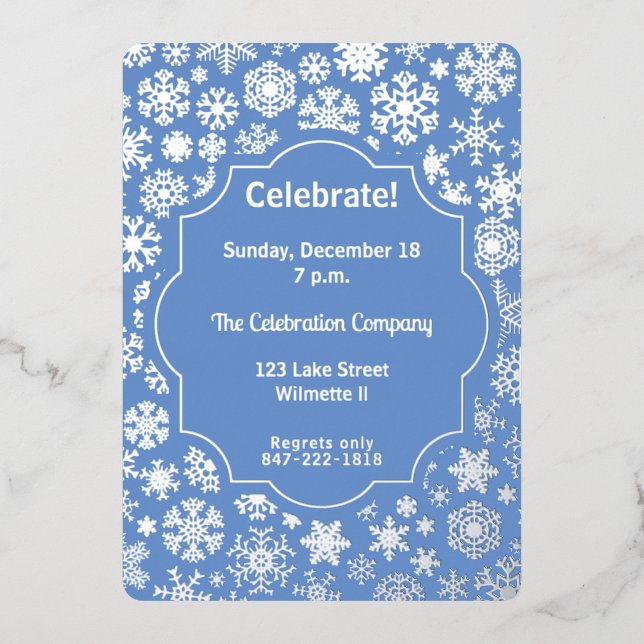 Invitation En Aluminium Snowflake Fête (Recto)