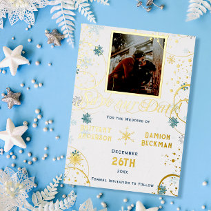 Invitation En Aluminium Snowflake Winter Wonderland Wedding Enregistrer la
