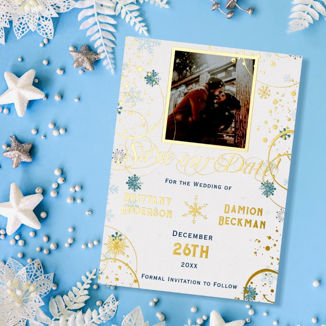 Invitation En Aluminium Snowflake Winter Wonderland Wedding Enregistrer la (Créateur téléchargé)