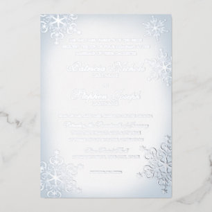 Invitation En Aluminium Snowflakes Dusty Blue Mariage Silver