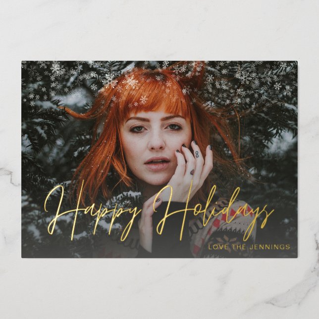 Invitation En Aluminium Snowflakes Light & Photo(s) Holiday (Recto)