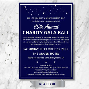 Invitation En Aluminium Société Charity Gala Ball Elégant Custom Silver