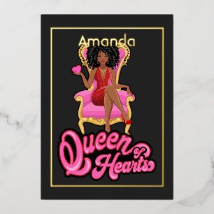 Invitation En Aluminium Soirée d'anniversaire rose et or afro