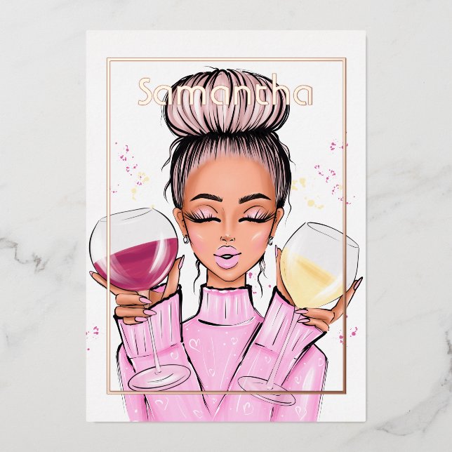 Invitation En Aluminium Soirée d'anniversaire rose Gold et Rose (Recto)