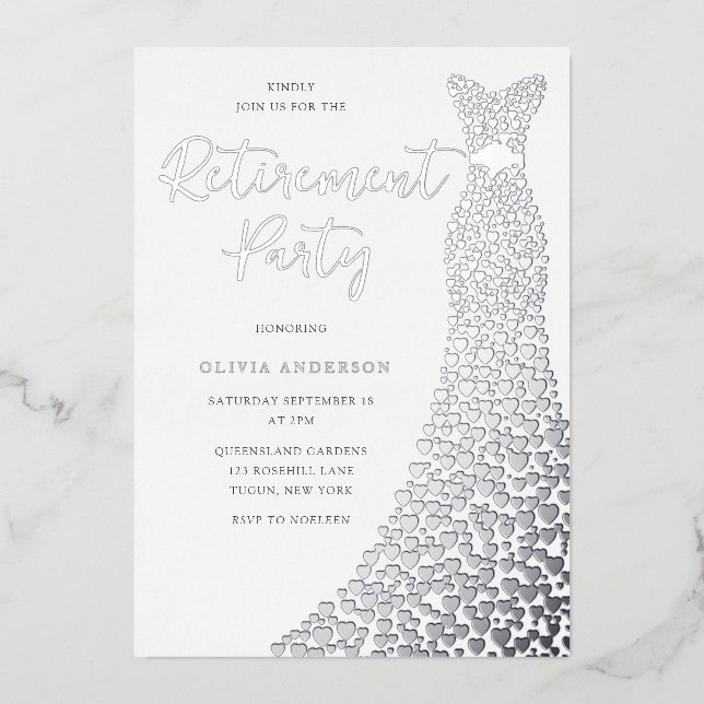 Invitation En Aluminium Soirée de la robe d'huile d'argent (Recto)