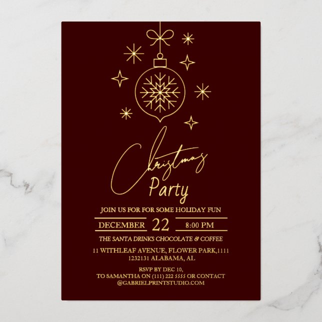 Invitation En Aluminium Soirée de Noël chic moderne élégant (Recto)