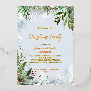 Invitation En Aluminium Soirée de Noël Cosy hiver Neige
