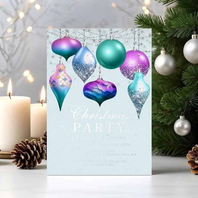 Invitation En Aluminium Soirée de Noël de l'élégante Sirène (Elegant Mermaid Ornament Christmas Party Foil Invitation)
