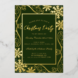 Invitation En Aluminium Soirée de Noël de l'encadré de flocon d'neige en o