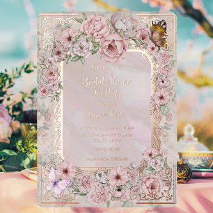 Invitation En Aluminium Soirée de thé pour mariée Vintage Blush Peony