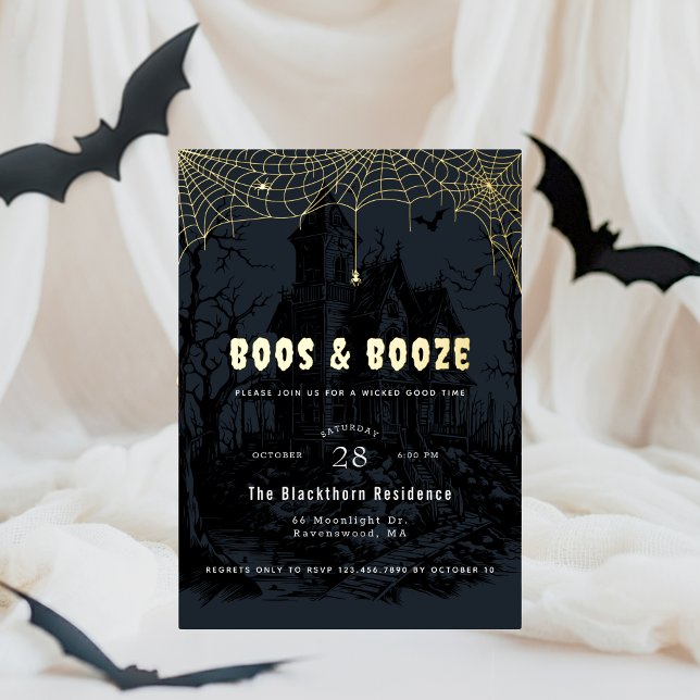 Invitation En Aluminium Soirée d'Halloween "Boos & Booze" (Créateur téléchargé)