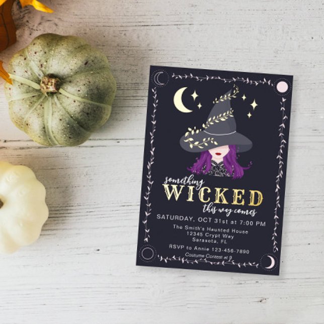 Invitation En Aluminium Soirée d'Halloween de la Sorcière Méchante  (Wicked Witch Halloween Party Invite)