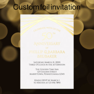 Invitation En Aluminium Soirée du 50e anniversaire Mariage de l'Arc élégan