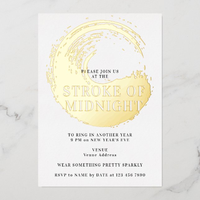 Invitation En Aluminium Soirée du Nouvel An à minuit (Recto)