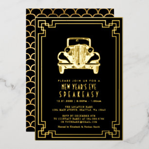 Invitation En Aluminium Soirée du Nouvel An Art Déco des années 1920