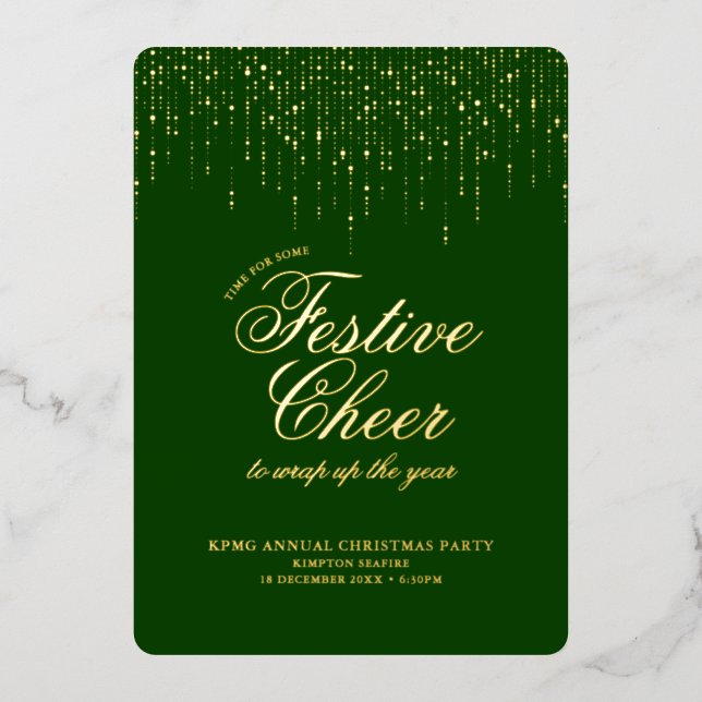 Invitation En Aluminium Soirée Festive Cheer Green Festive (Recto)
