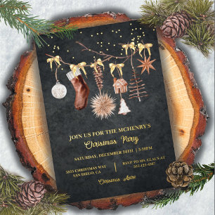 Invitation En Aluminium Soirée Gold Elegant Direction de Noël Foil Invitat
