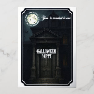 Invitation En Aluminium Soirée Halloween - Maison hantée & pleine lune