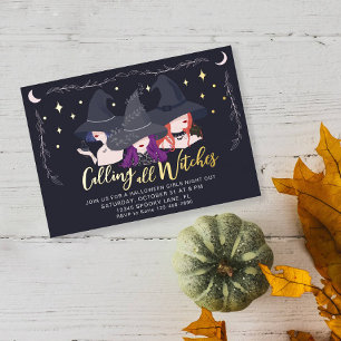 Invitation En Aluminium Soirée Halloween pour sorcières entre filles