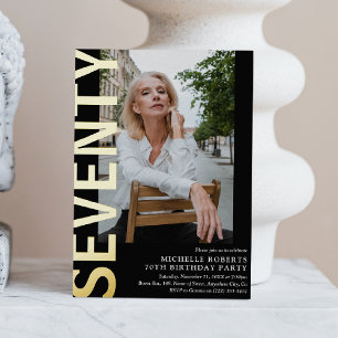 Invitation En Aluminium Soirée moderne Photo 70e fête d'anniversaire