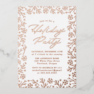 Invitation En Aluminium Soirée Rose élégante Gold Snowflake