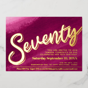 Invitation En Aluminium Soixante-dix-70e fête d'anniversaire or rouge rose