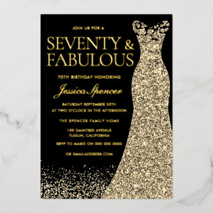 Invitation En Aluminium Soixante-dix et fabuleux Golden Foil 70e anniversa
