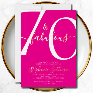 Invitation En Aluminium Soixante-dix et Fabuleux Script 70e Anniversaire R