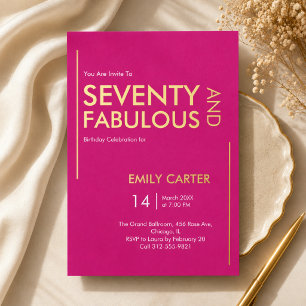 Invitation En Aluminium Soixante-dixième anniversaire de fête fabuleuse en