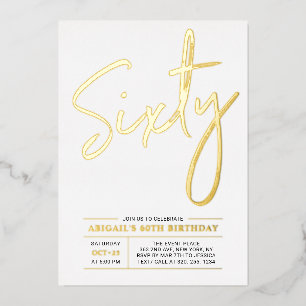 Invitation En Aluminium Soixante   Moderne Fête d'anniversaire 60 ans en o