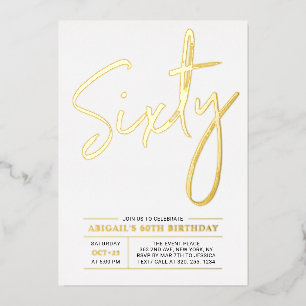 Invitation En Aluminium Soixante Soirée d'anniversaire 60 ans Moderne Or