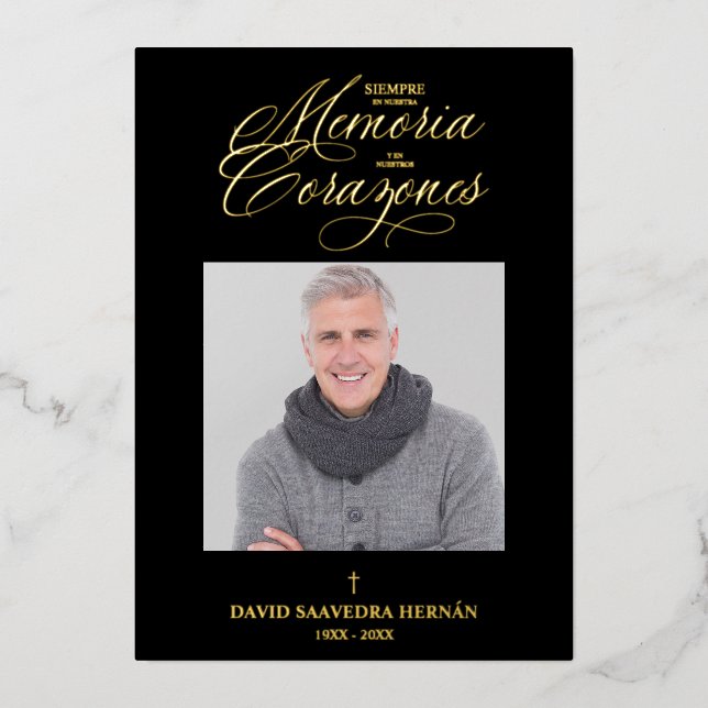 Invitation En Aluminium Sophisticated Spanish Photo Remembrance Card (Recto)