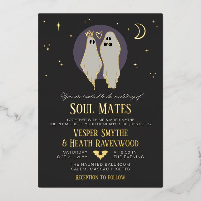 Invitation En Aluminium Soul Mates Halloween Haunted Ghost Wedding (Recto)