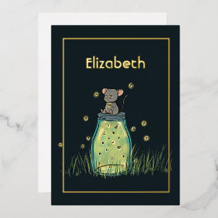 Invitation En Aluminium Souris luciole Mason Jar Douche