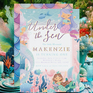 Invitation En Aluminium Sous la sirène d'anniversaire de la mer