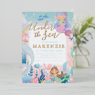 Invitation En Aluminium Sous la sirène d'anniversaire de la mer