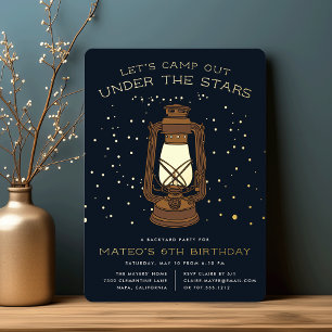 Invitation En Aluminium Sous les Étoiles Fête d'anniversaire Camping