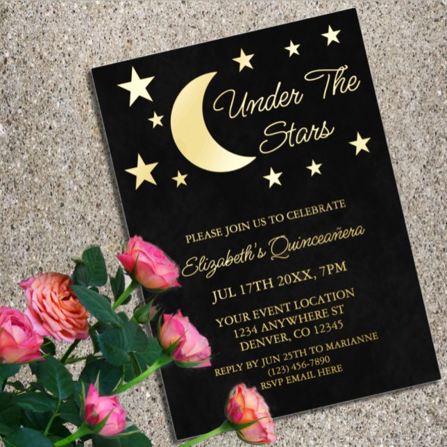 Invitation En Aluminium Sous Les Étoiles Quinceañera (Créateur téléchargé)